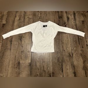 Women's size medium, Tailor B. Moss brand, crossover white sweater.